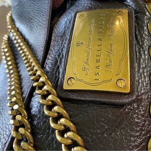 Stunning gold-tone studded Isabella Fiore leather handbag!